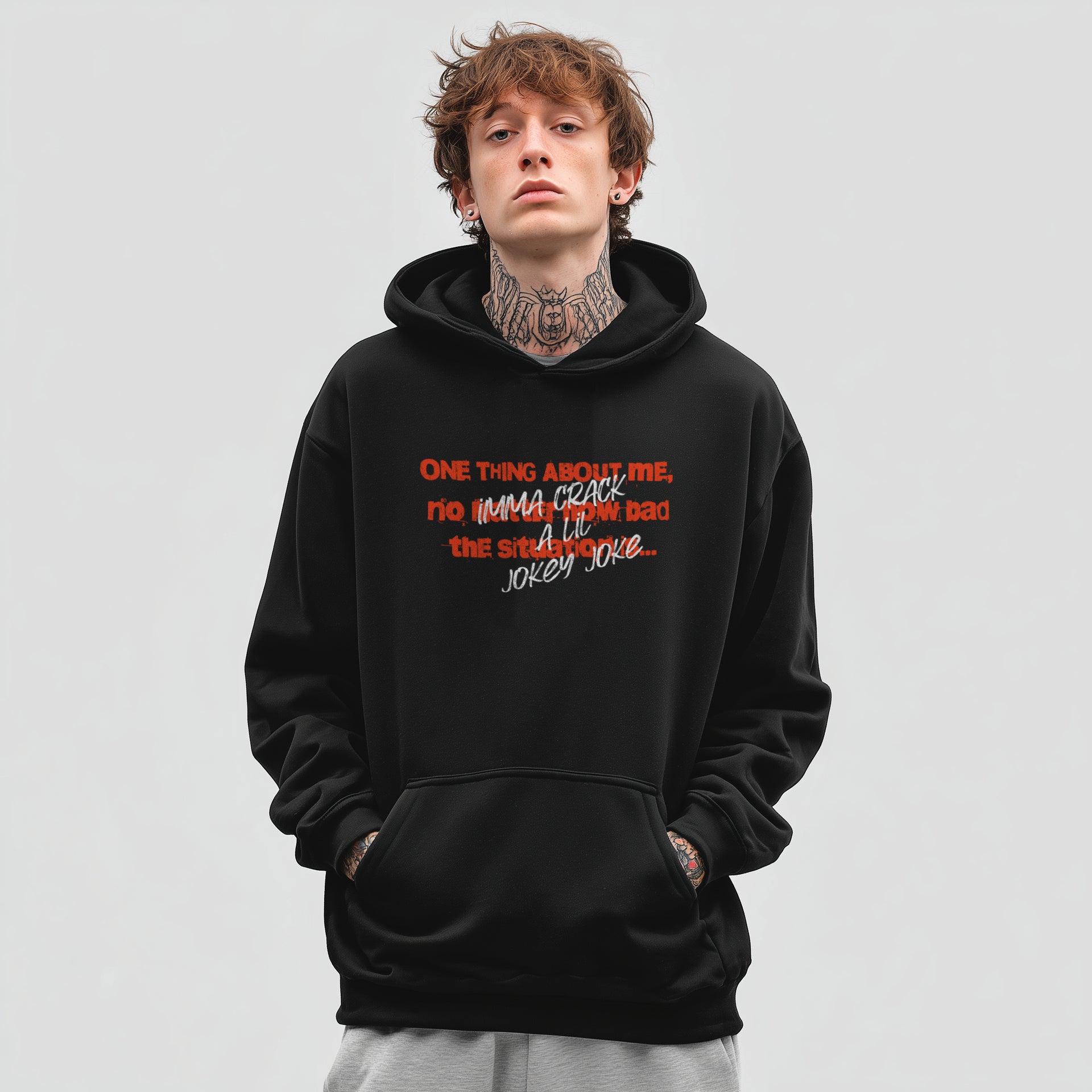 Black hoodie with red sarcastic quote graphic Punky Secrets