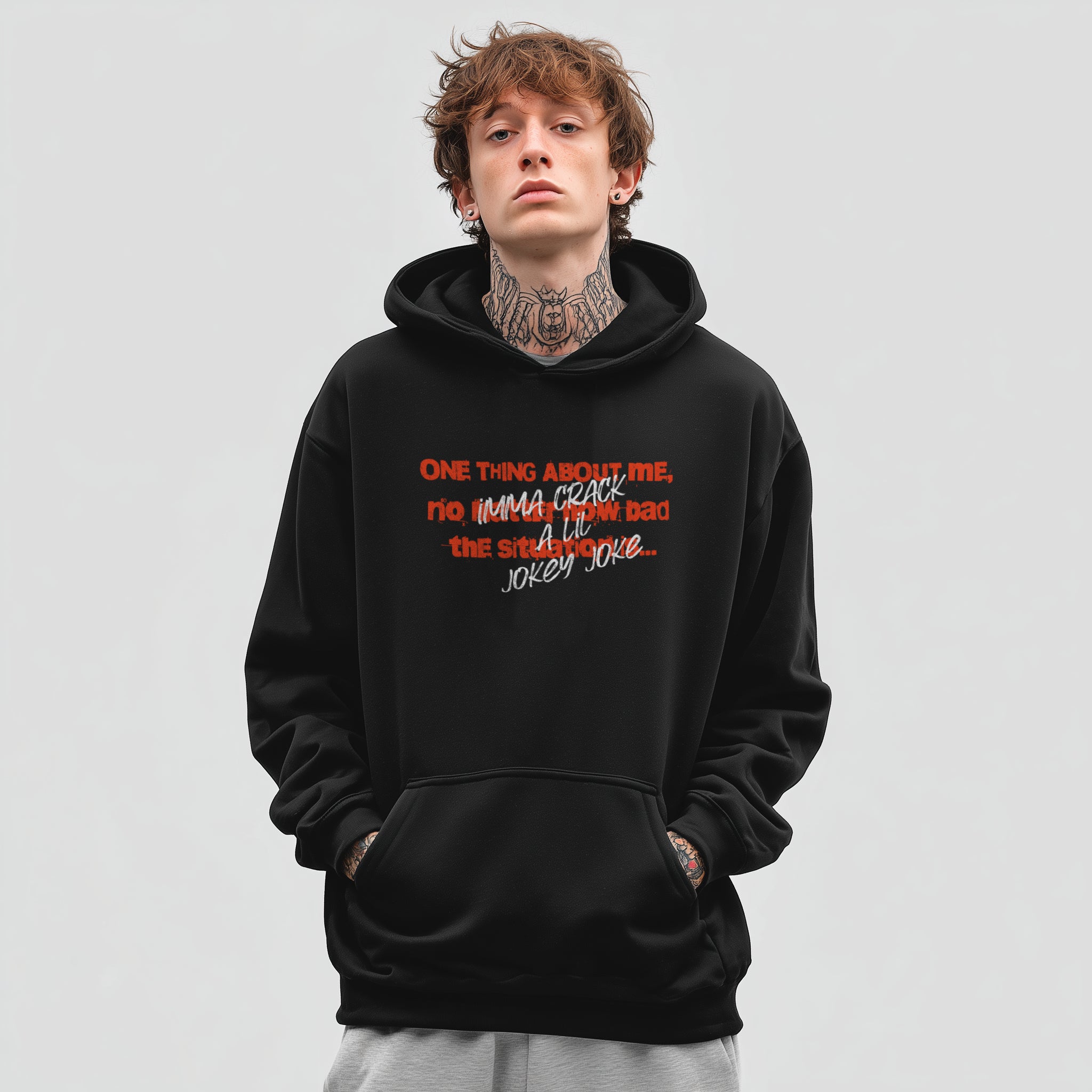 Black hoodie with red sarcastic quote graphic Punky Secrets