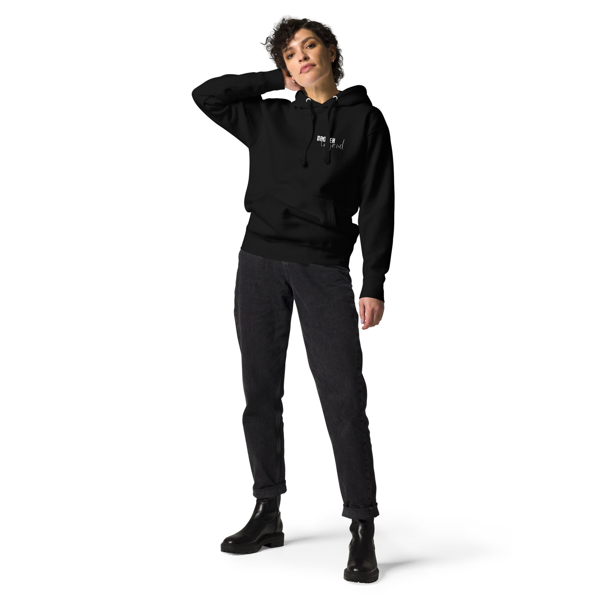 emotionally offline sarcastic hoodie black front view women dark humor introvert clothing
