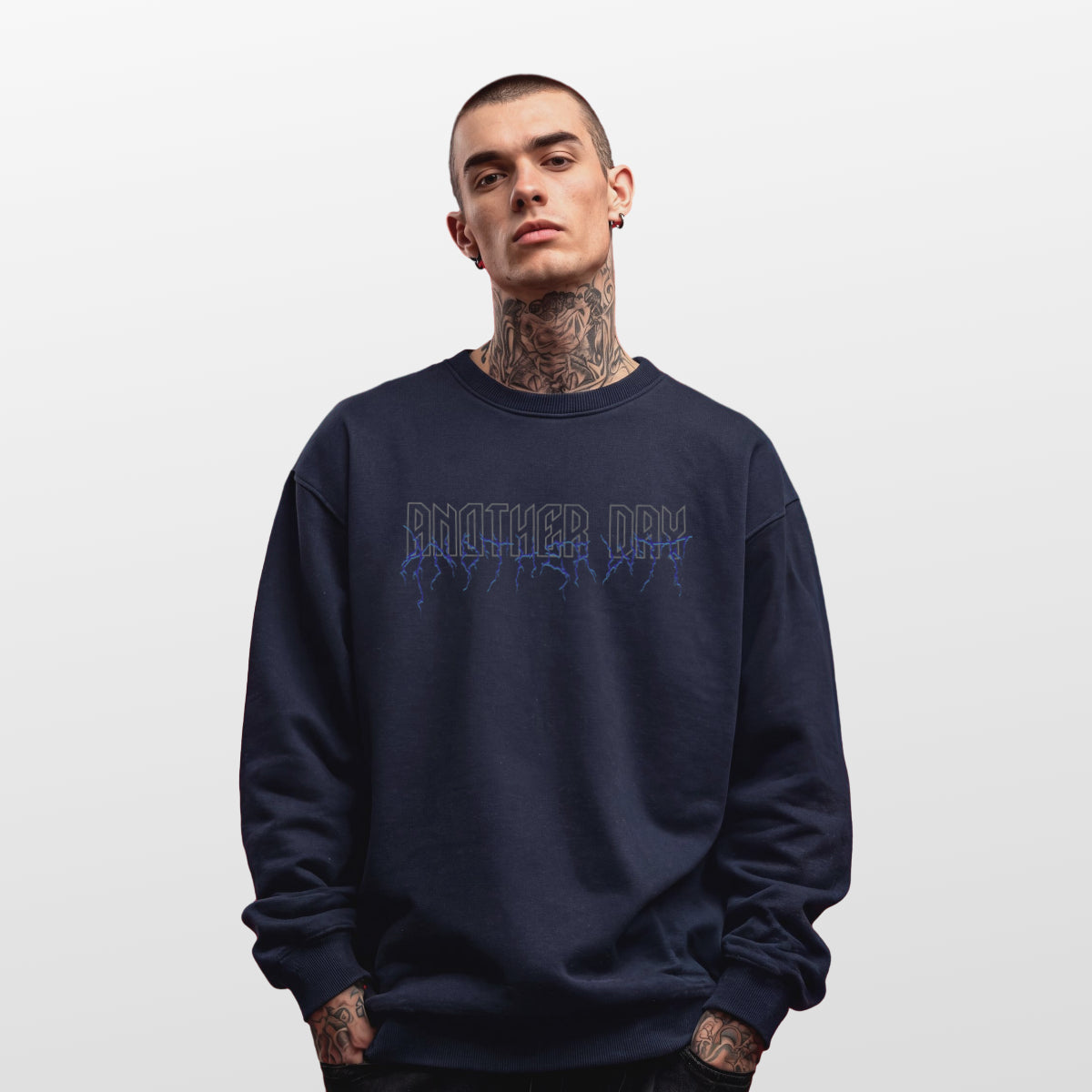 Navy blue sweatshirt with quote another day another wtf Punky Secrets