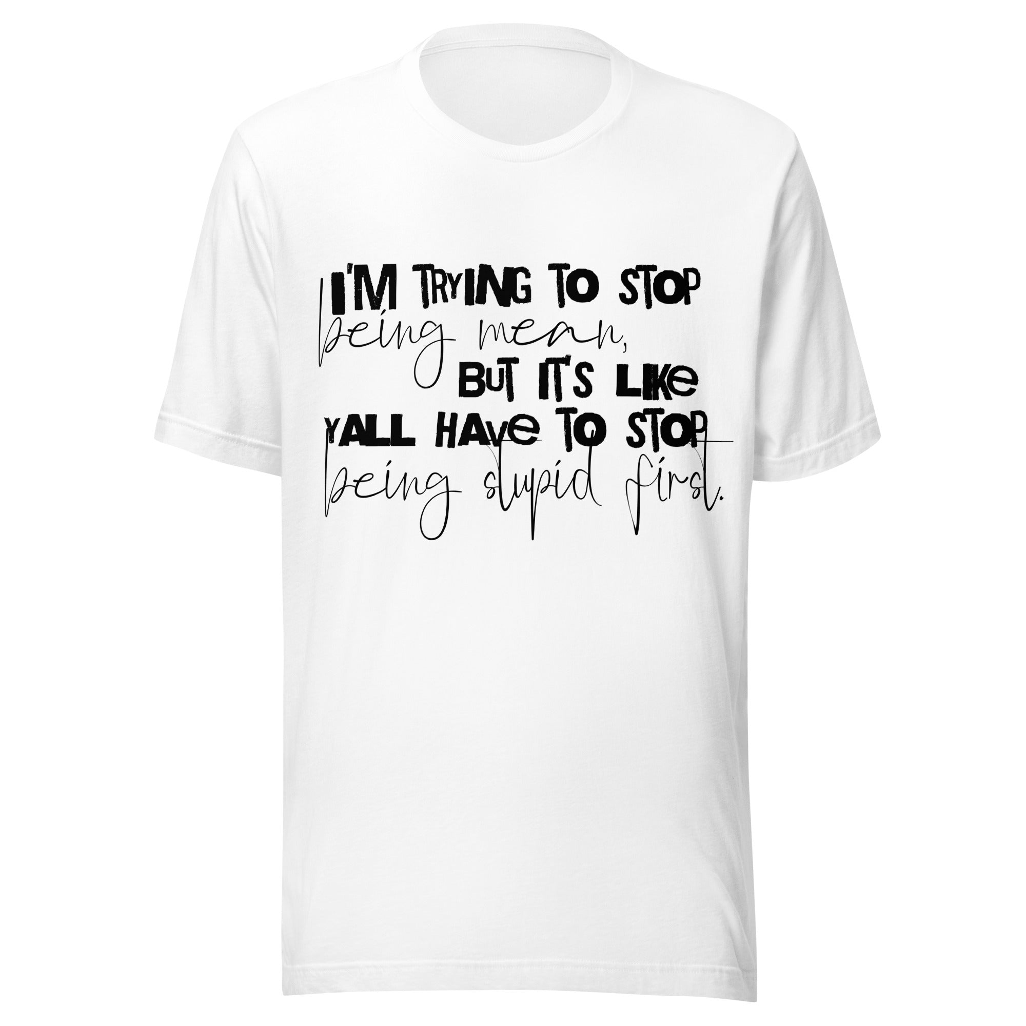 low tolerance era sarcastic graphic t-shirt white front view blunt humor statement shirt