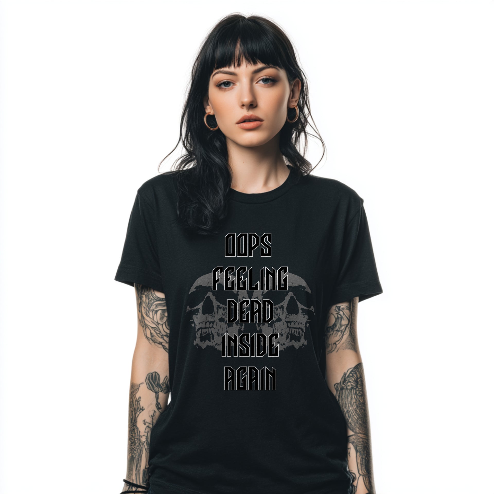 Black t-shirt gothic dark graphic design skull sarcastic Punky Secrets