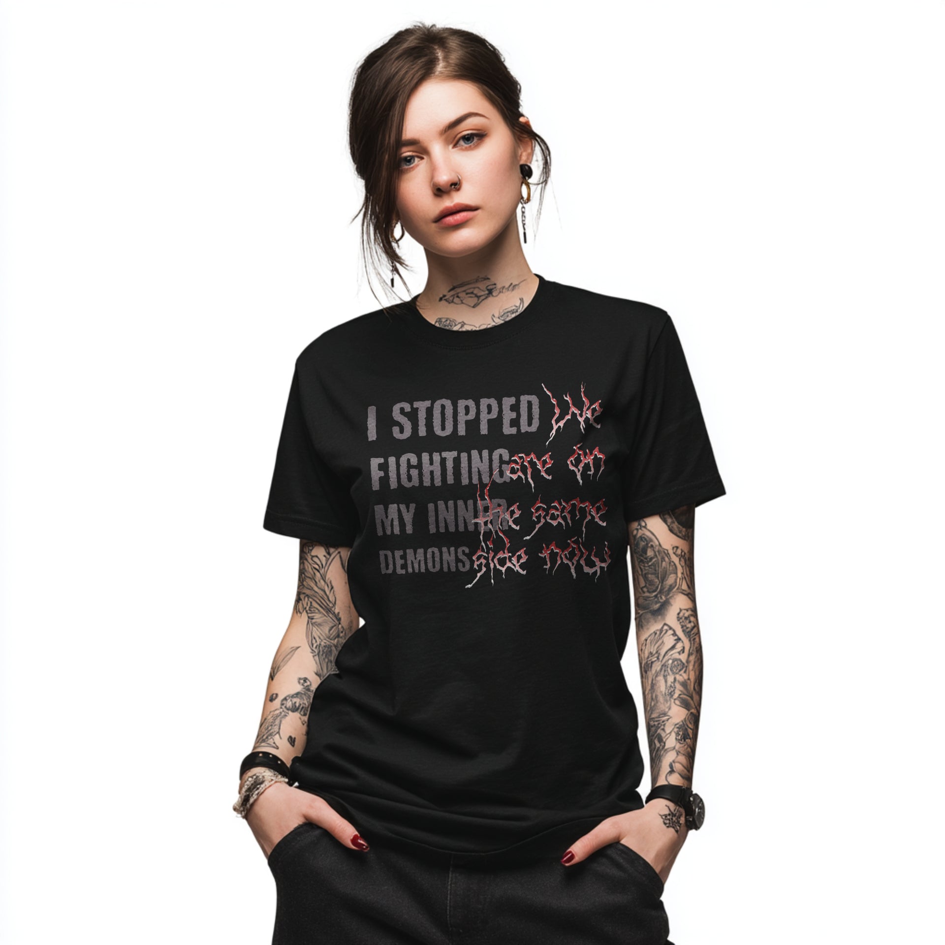 Black t-shirt I Stopped Fighting My Inner Demons Punky Secrets