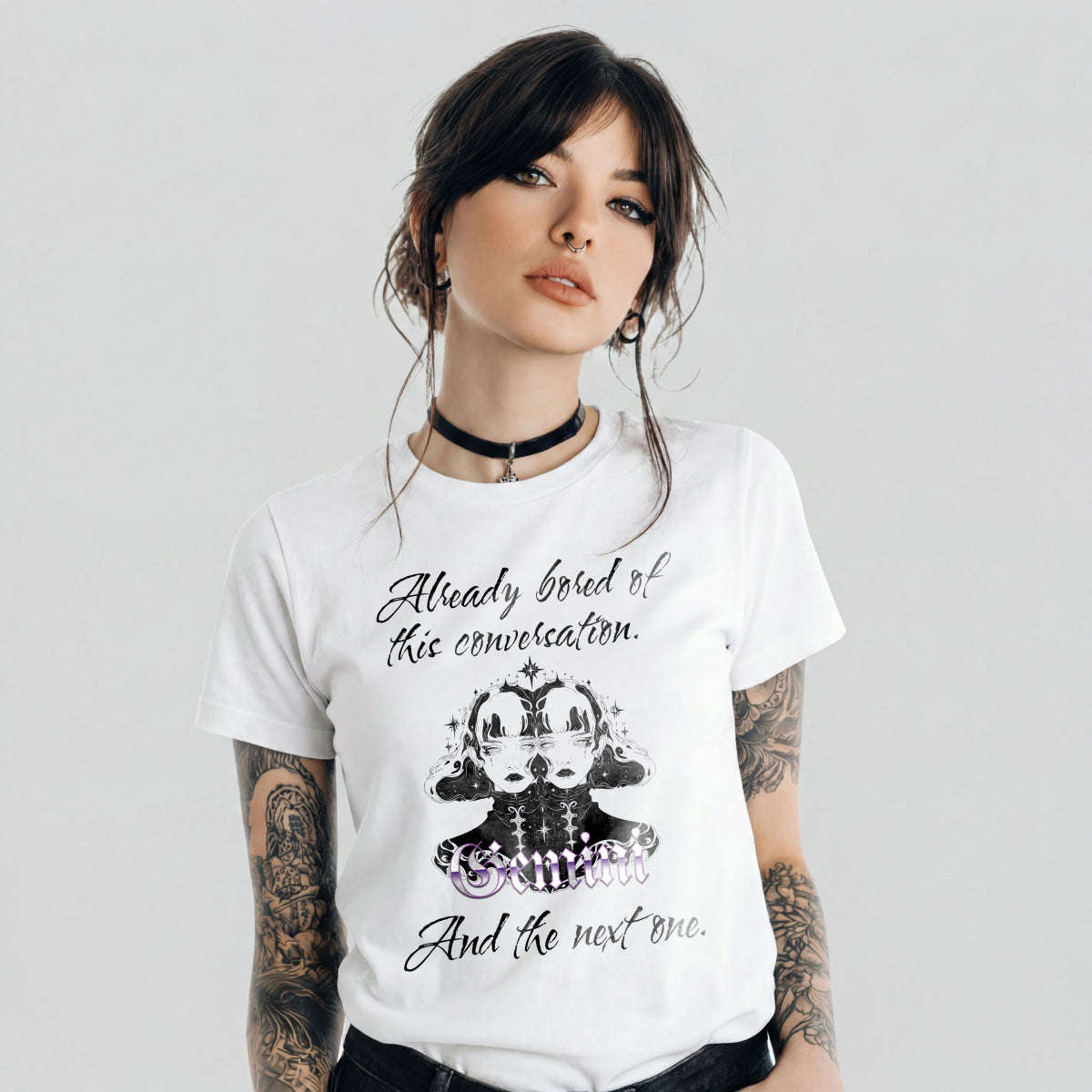 Gemini zodiac white t-shirt Already Bored Of This Conversation Punky Secrets