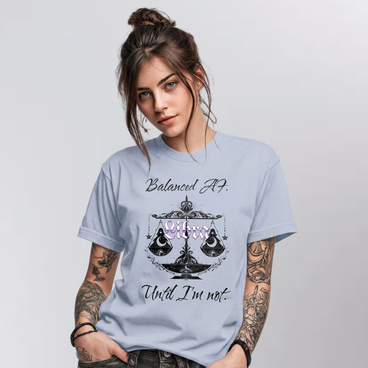 Libra zodiac grey t-shirt Balanced AF Punky Secrets